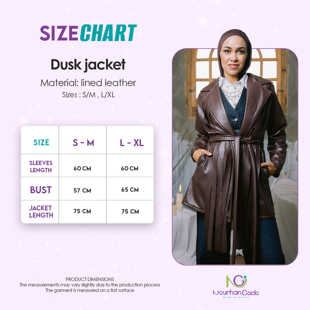 Dusk jacket size chart
