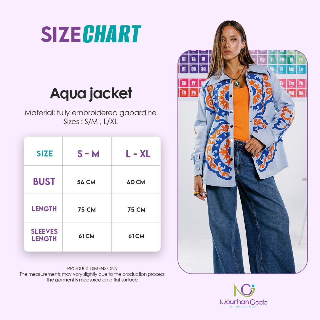 Aqua jacket size chart
