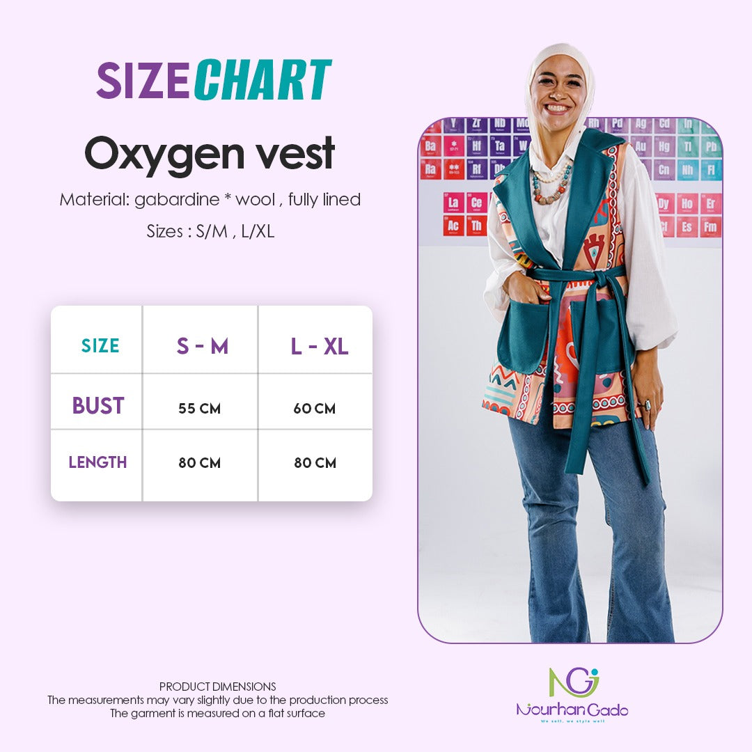 Oxygen vest size chart