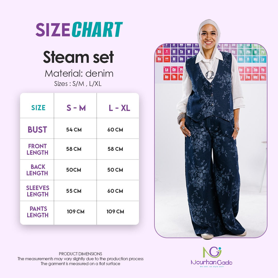 Steam set size chart