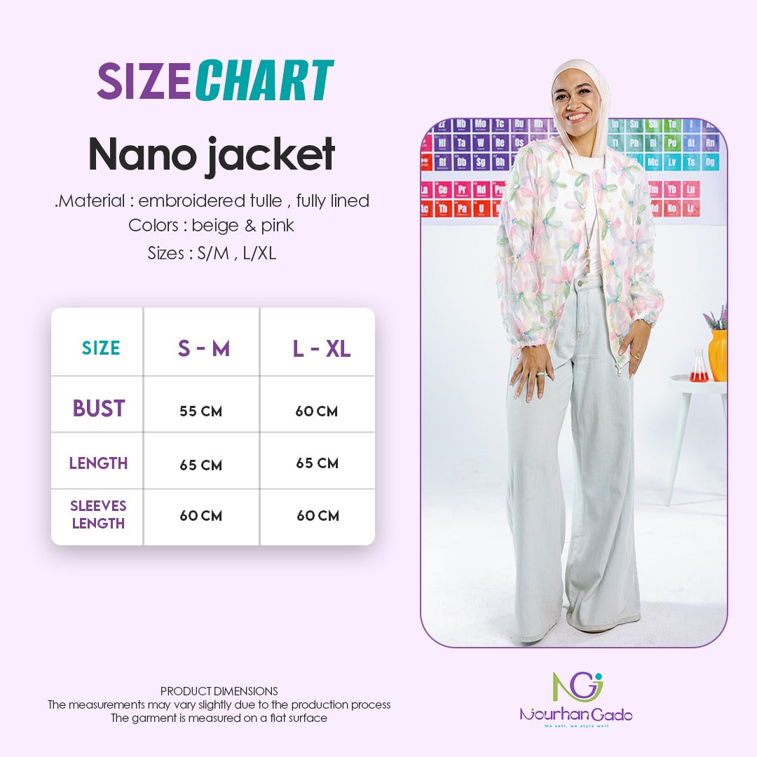 Nano jacket size chart