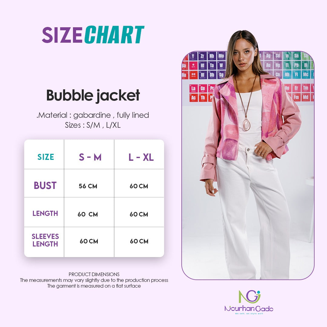 Bubble jacket size chart