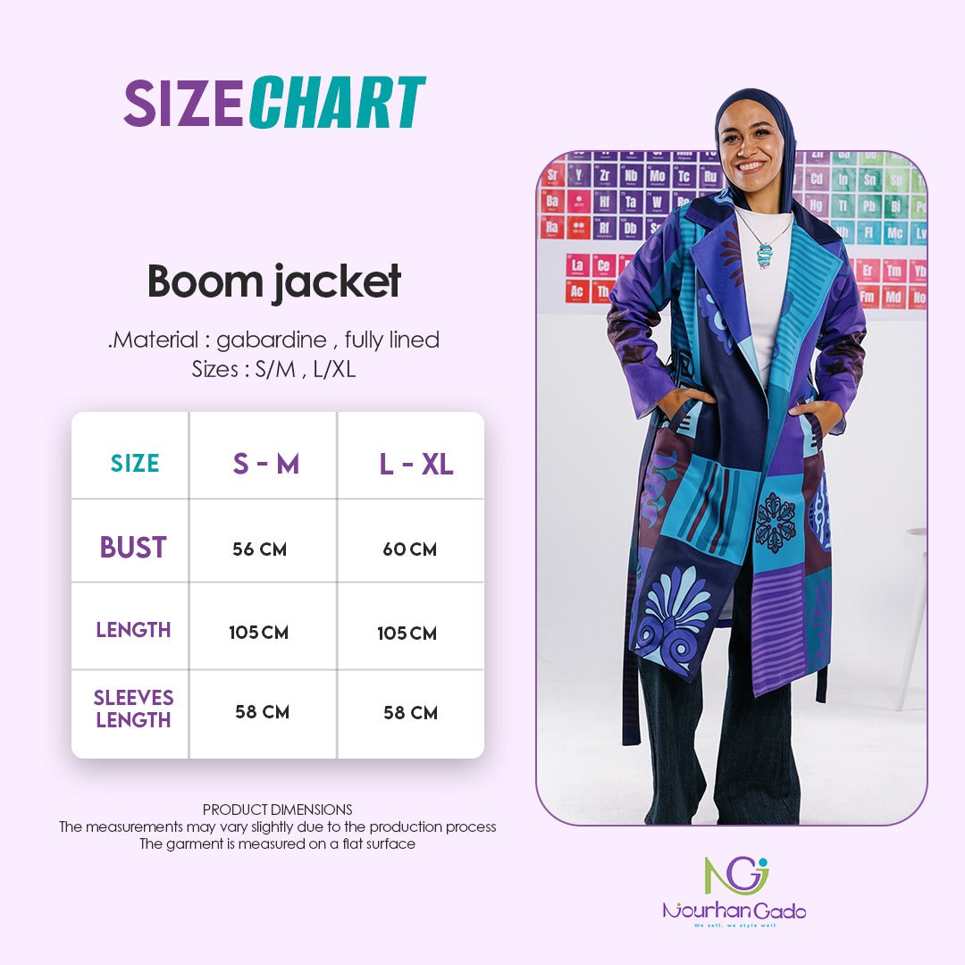 Boom jacket size chart