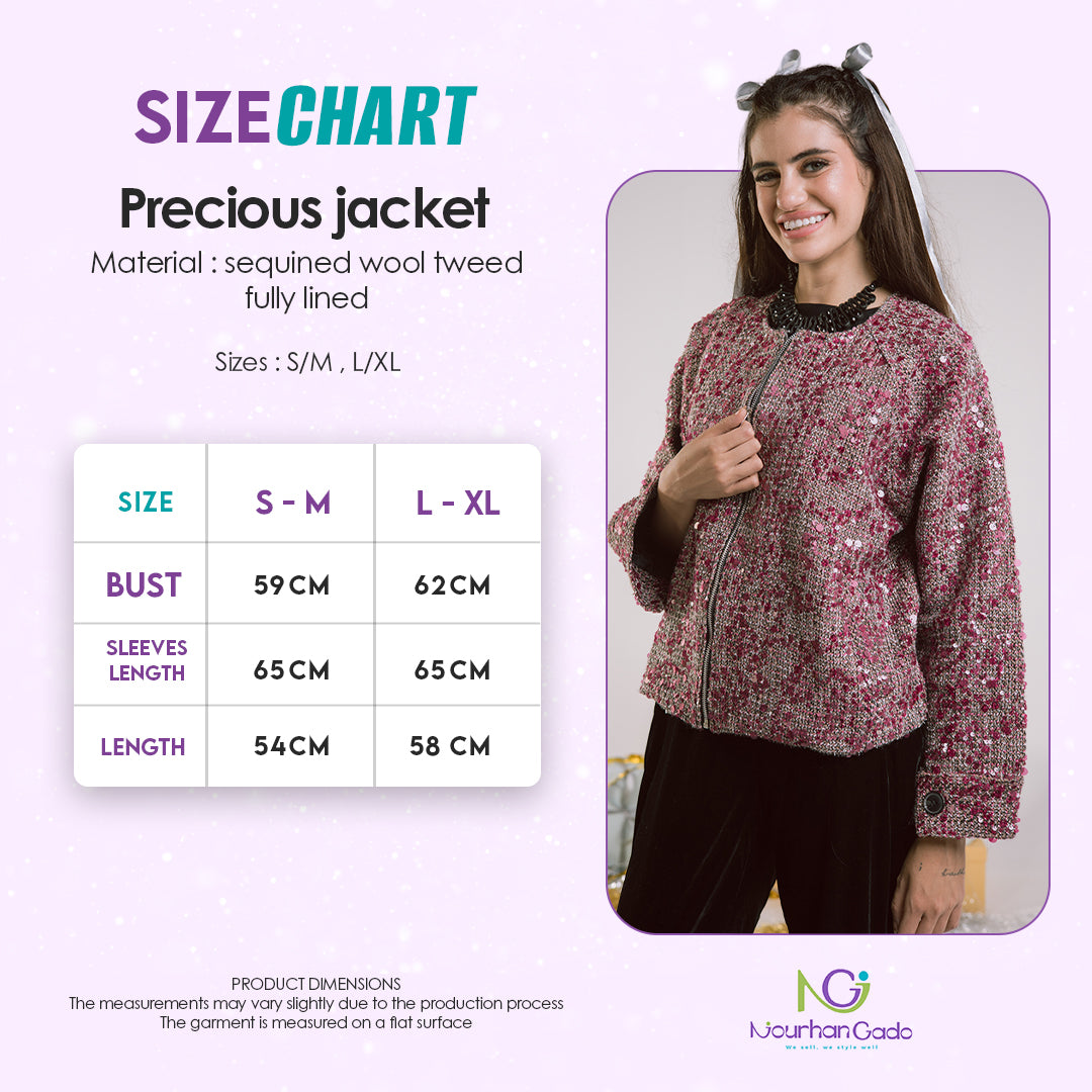 Precious jacket size chart