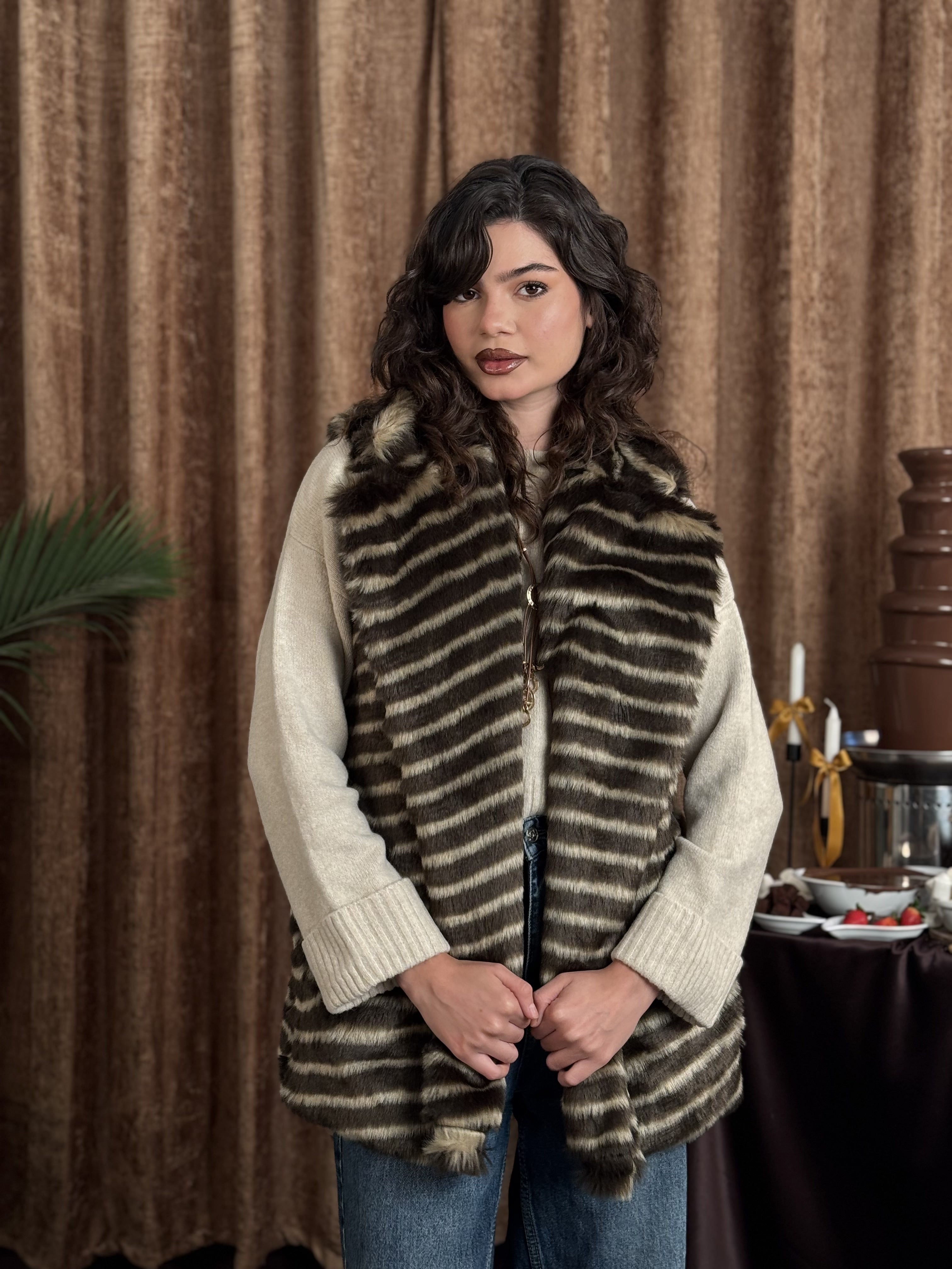 Chocolate wafer fur vest