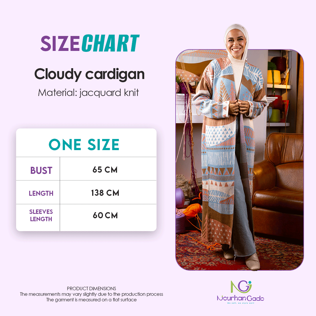 Cloudy cardigan size chart