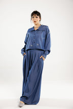 Airy pants in dark blue