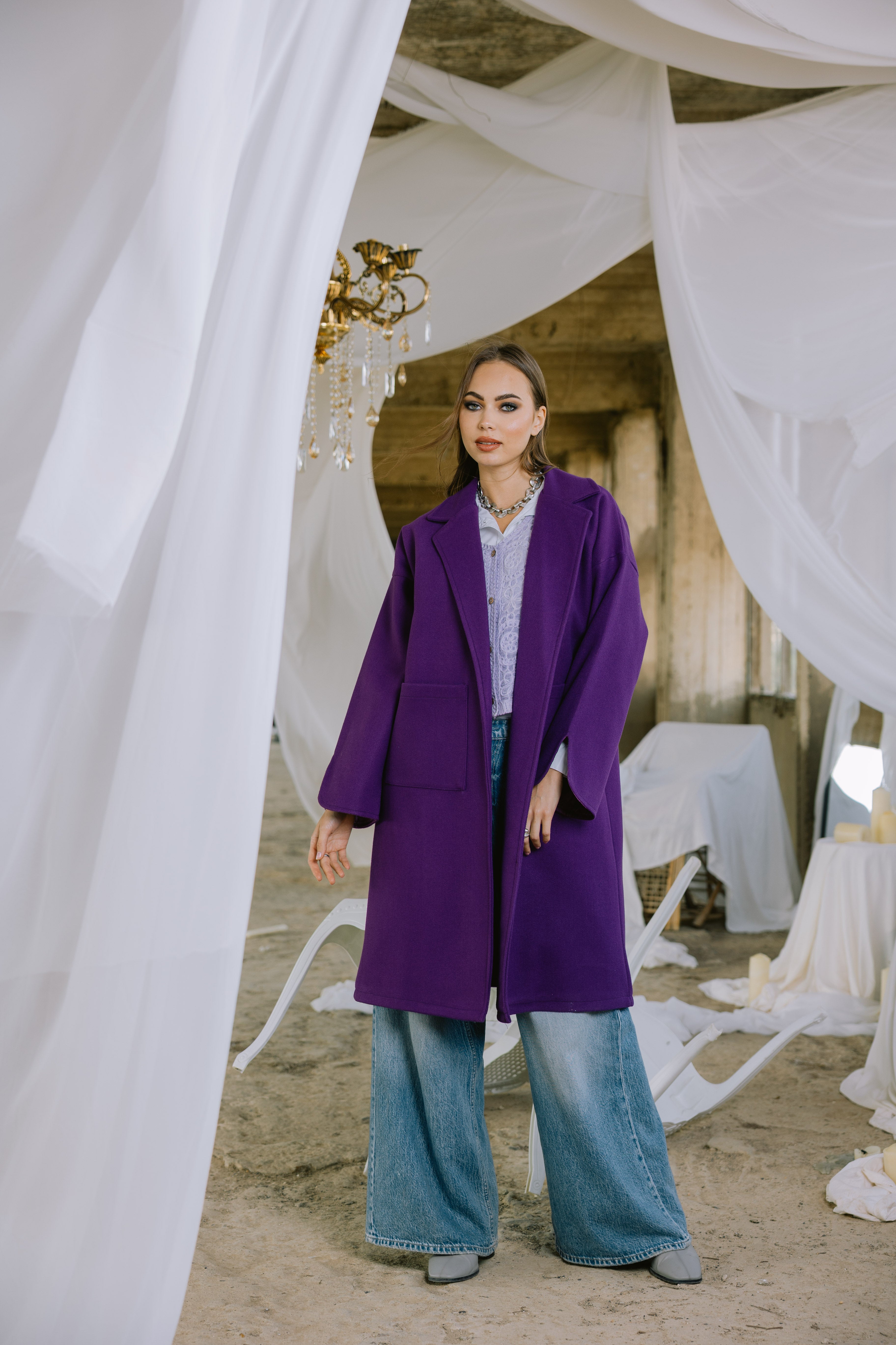 Storm coat in purple