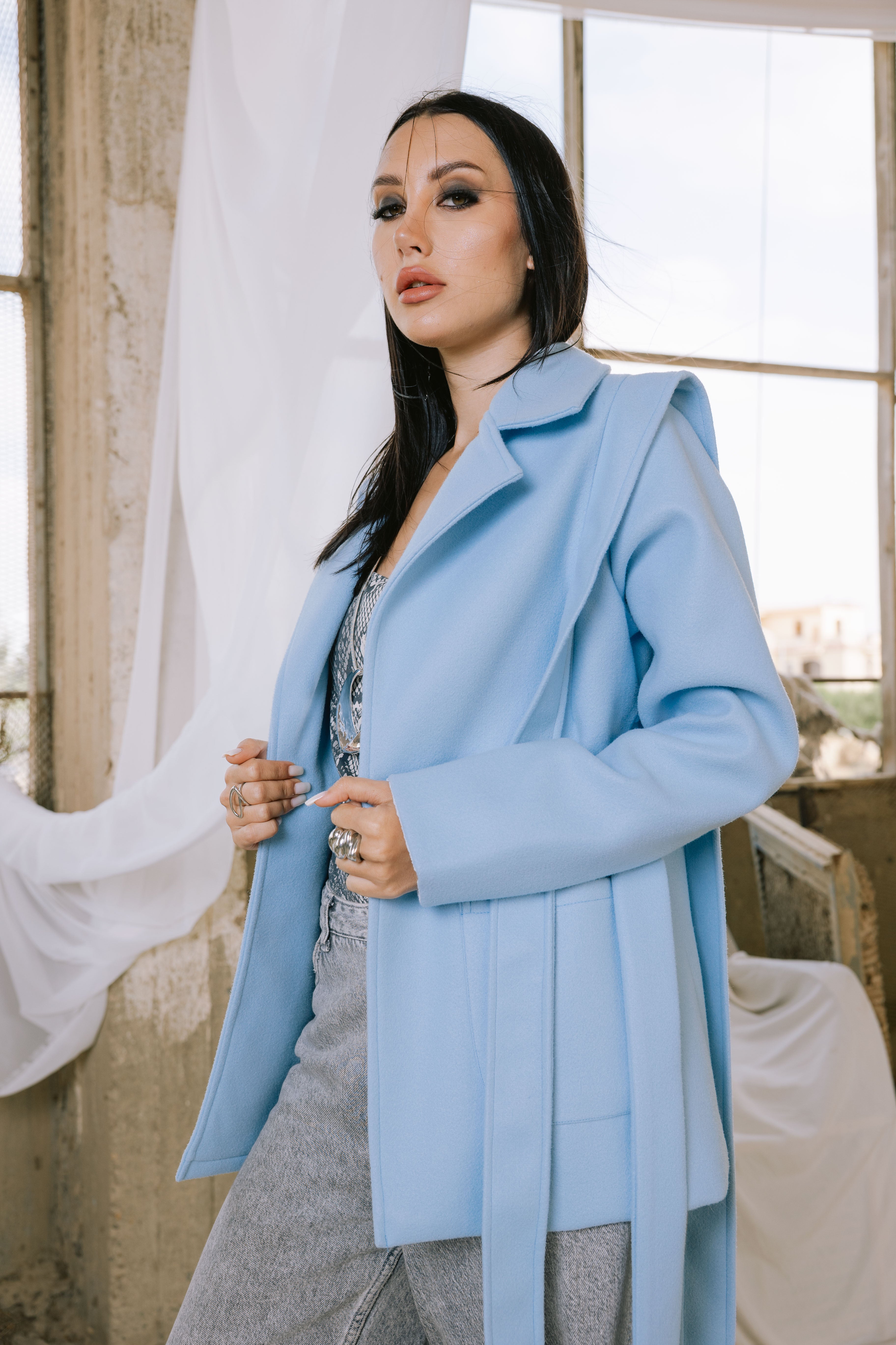 Shade jacket in baby blue