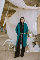 Storm coat in turquoise