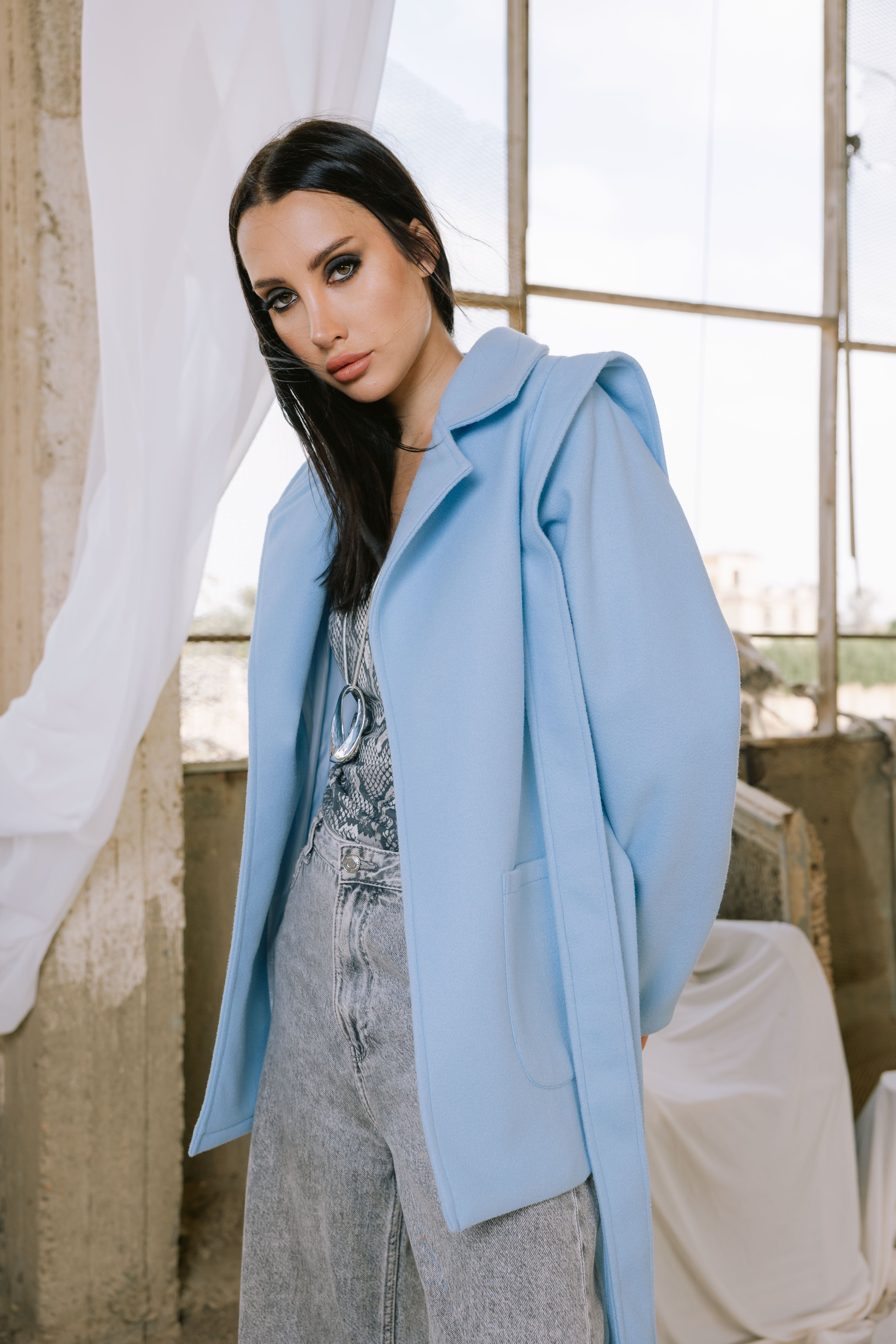 Shade jacket in baby blue