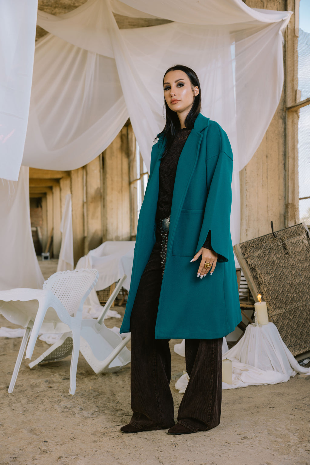 Storm coat in turquoise