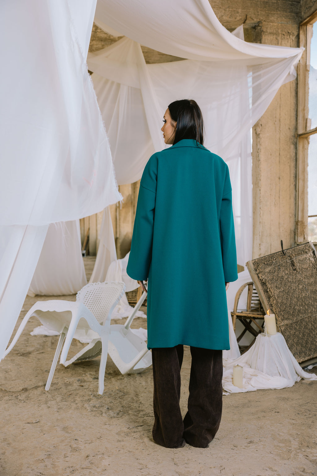 Storm coat in turquoise