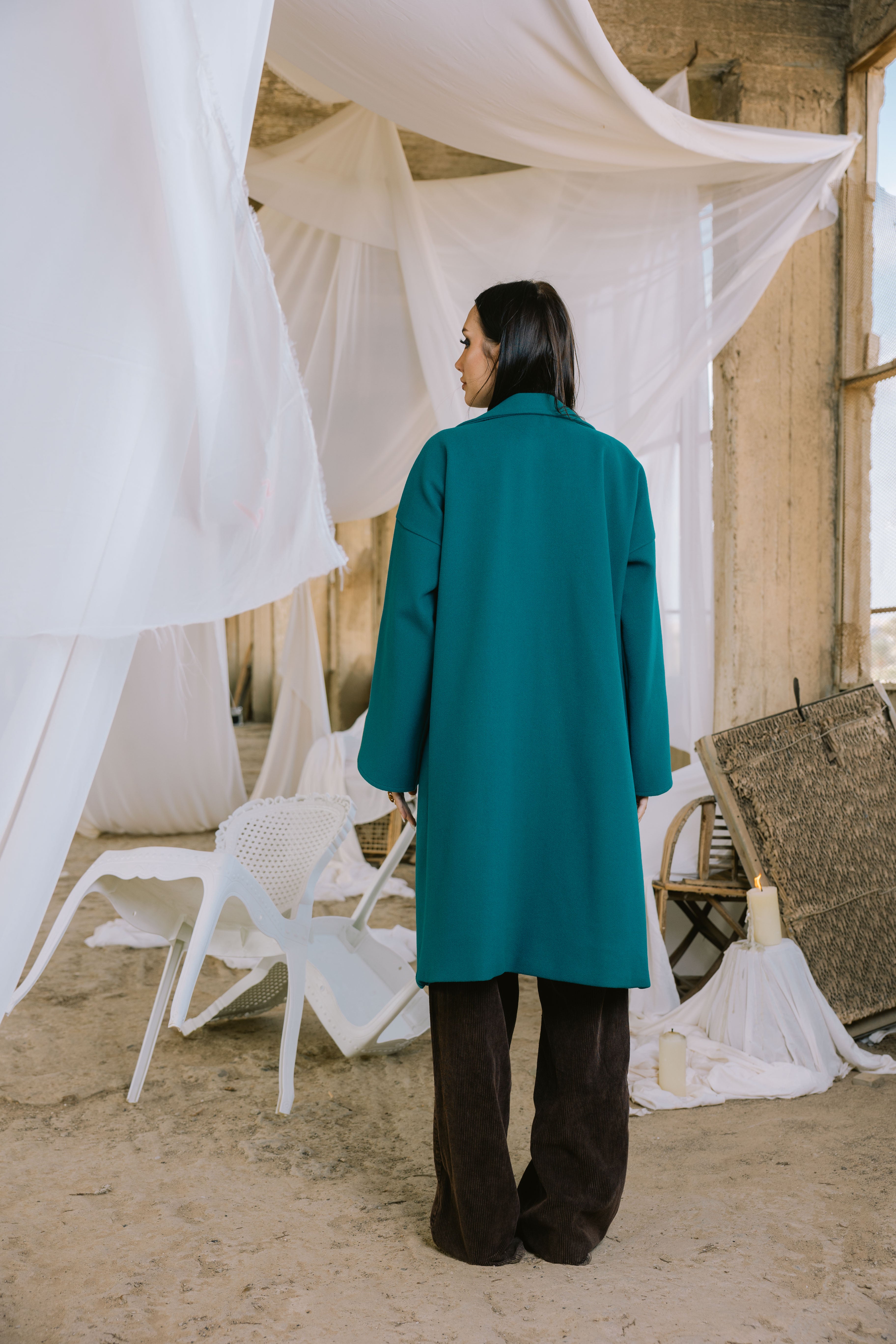 Storm coat in turquoise