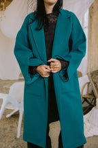 Storm coat in turquoise