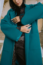 Storm coat in turquoise