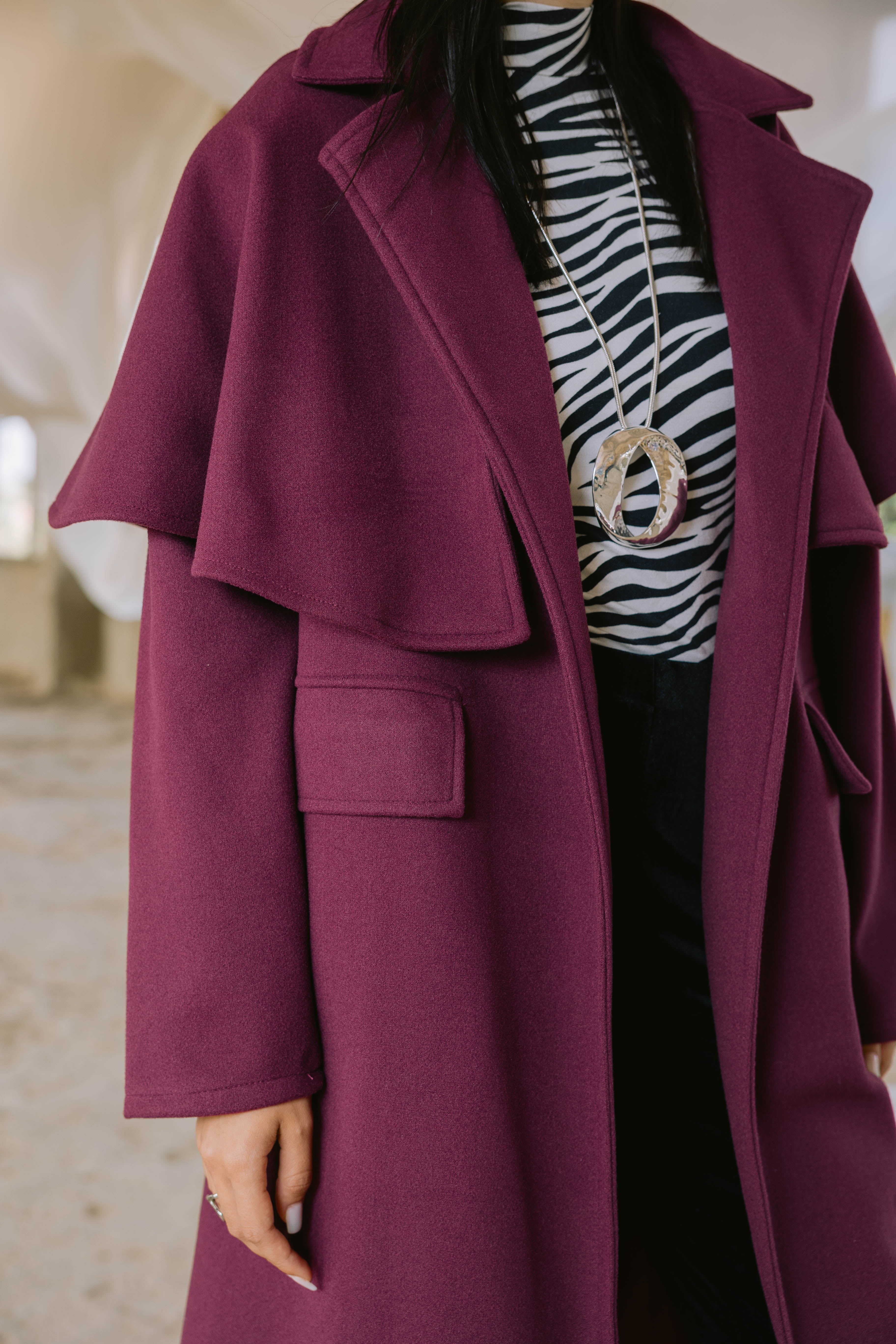 Frost coat in burgundy