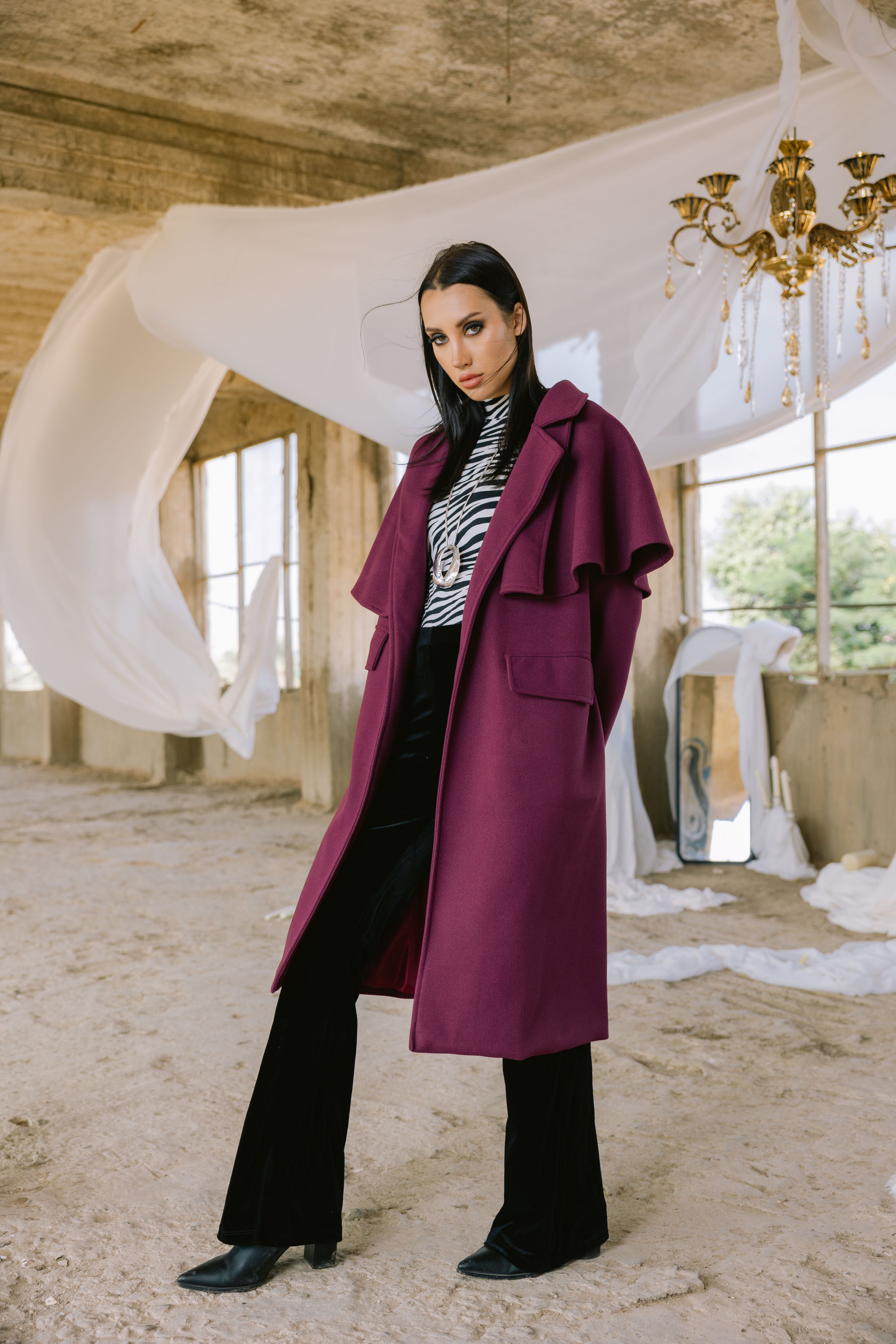 Frost coat in burgundy