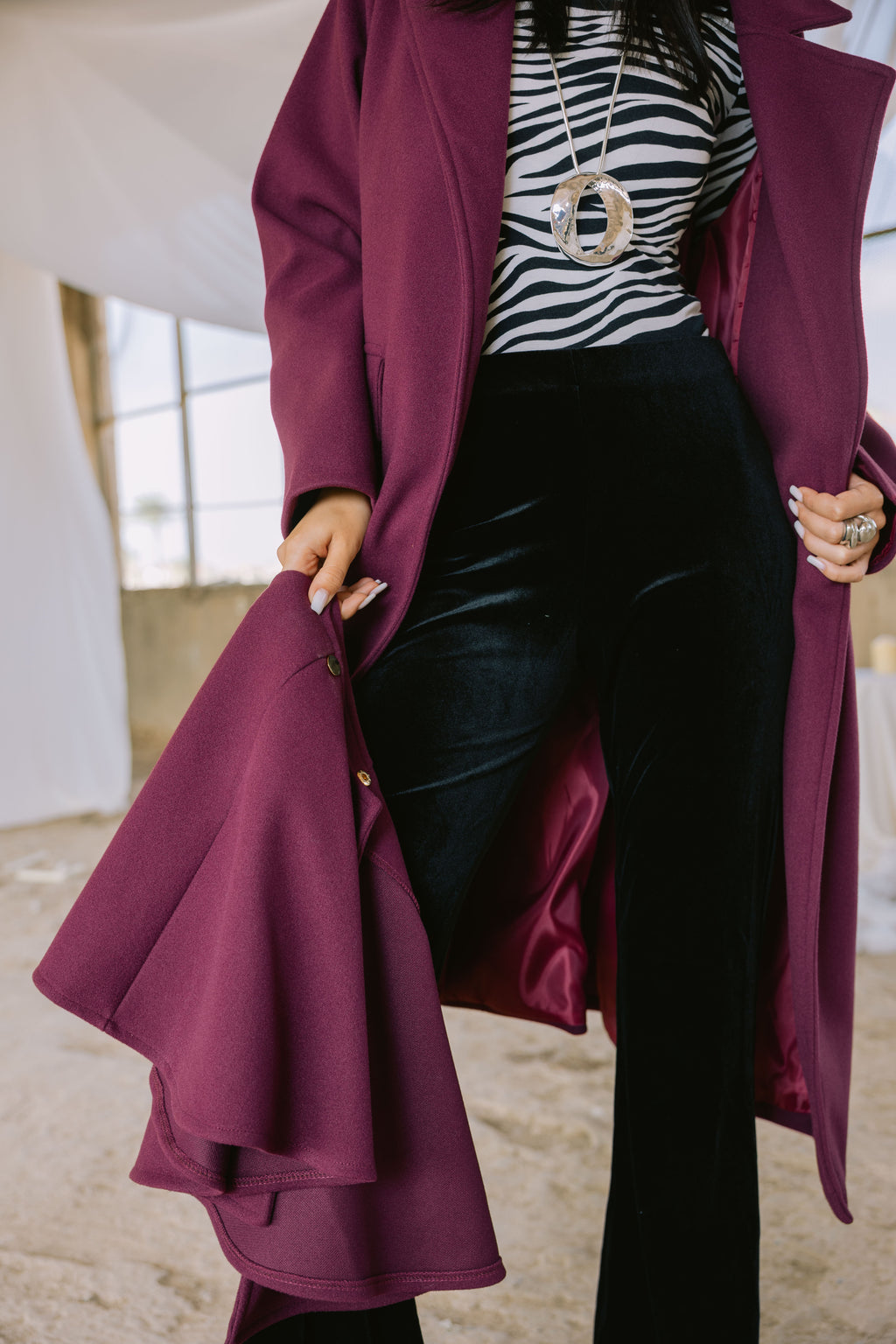 Frost coat in burgundy