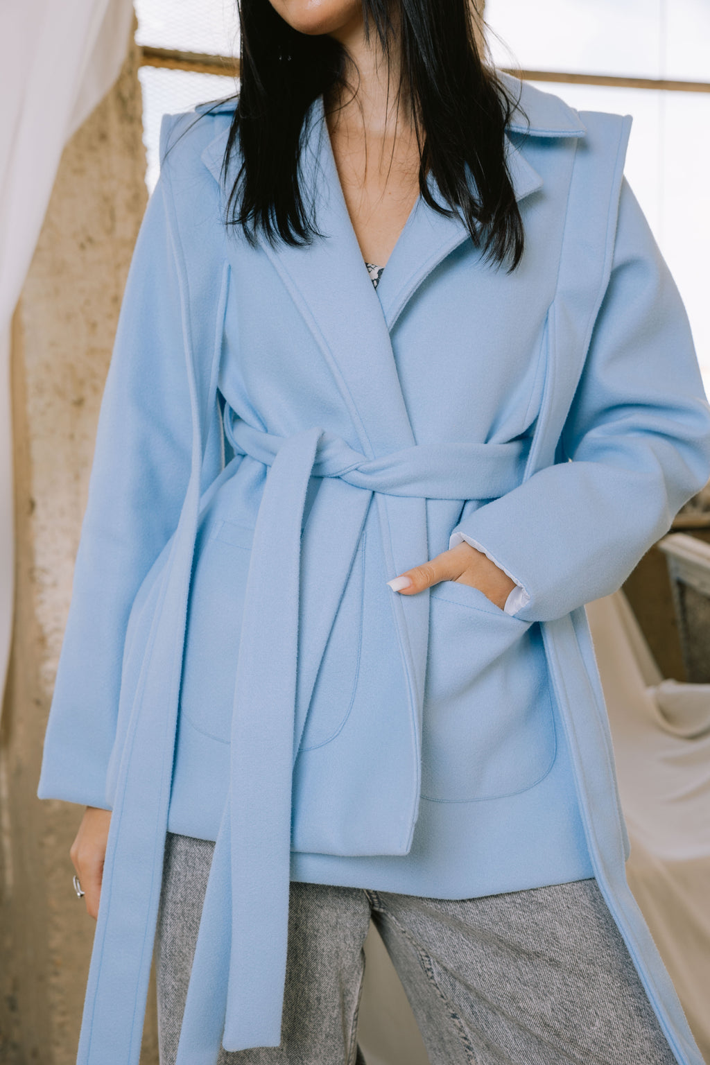Shade jacket in baby blue