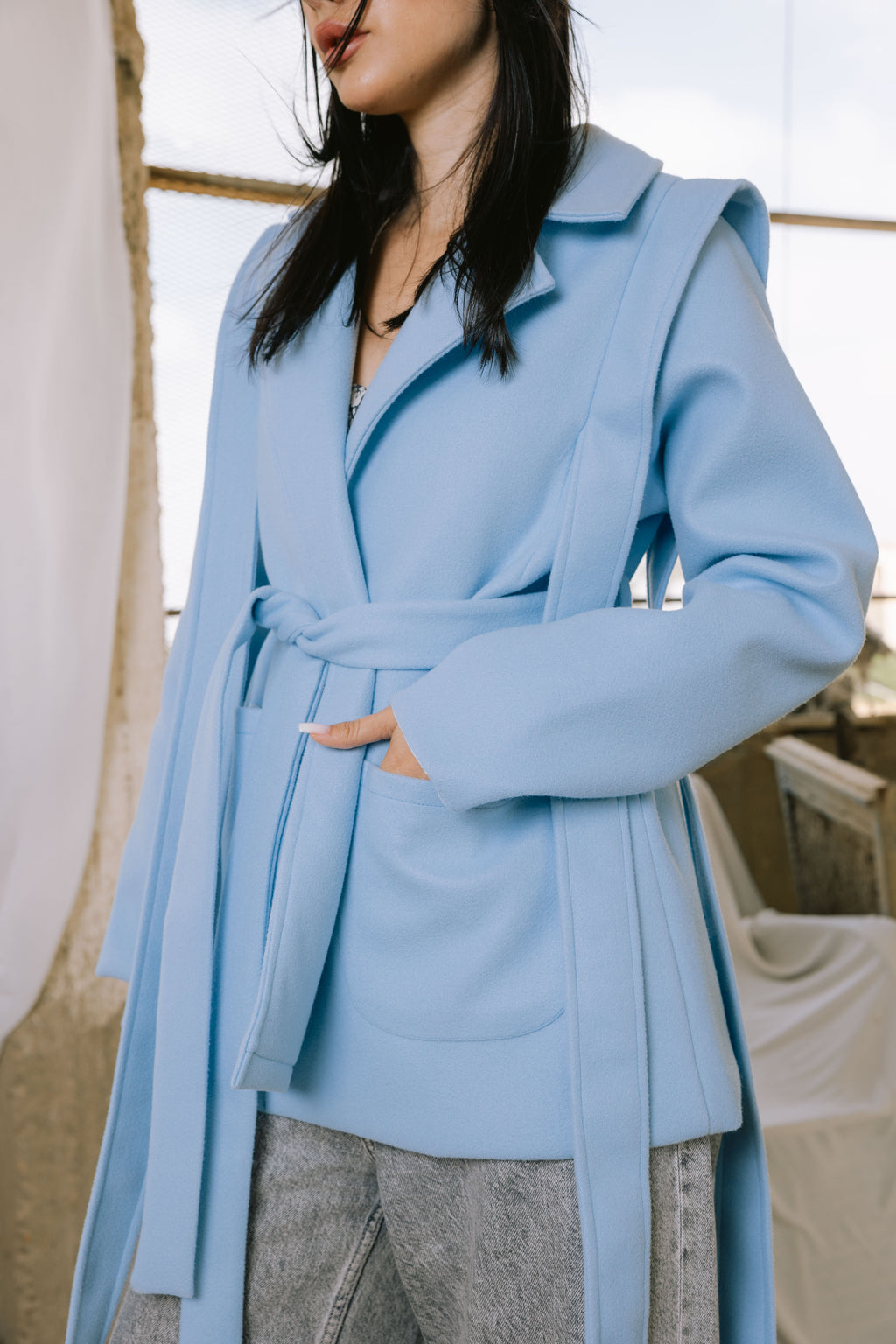 Shade jacket in baby blue