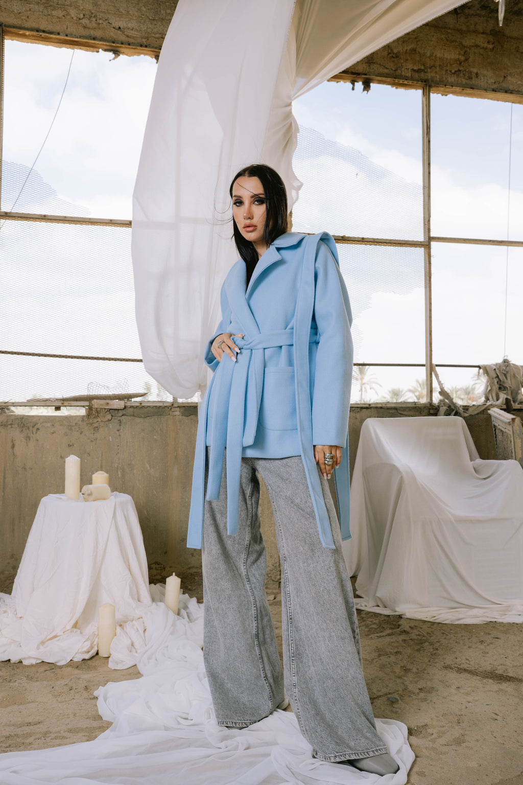 Shade jacket in baby blue