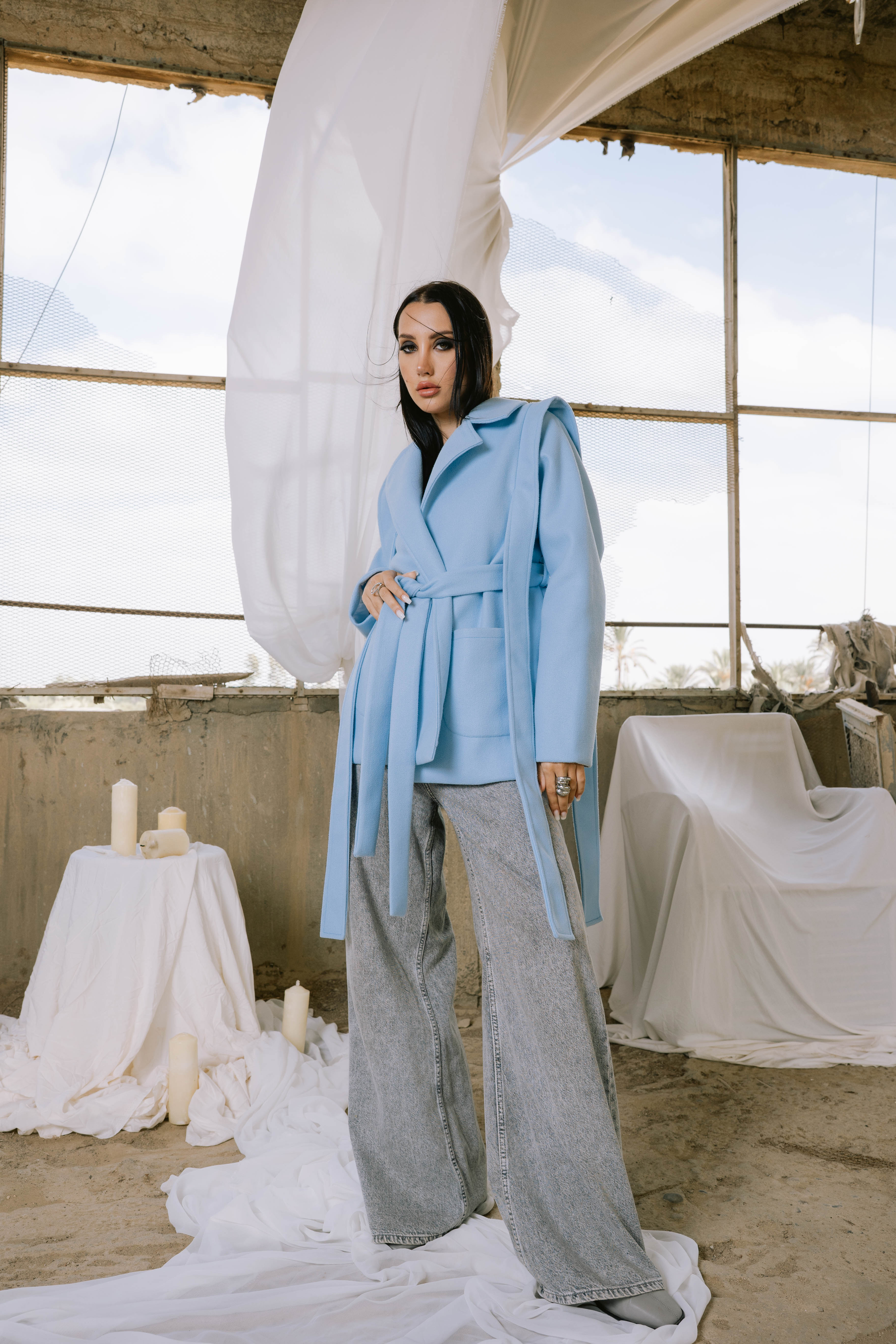 Shade jacket in baby blue