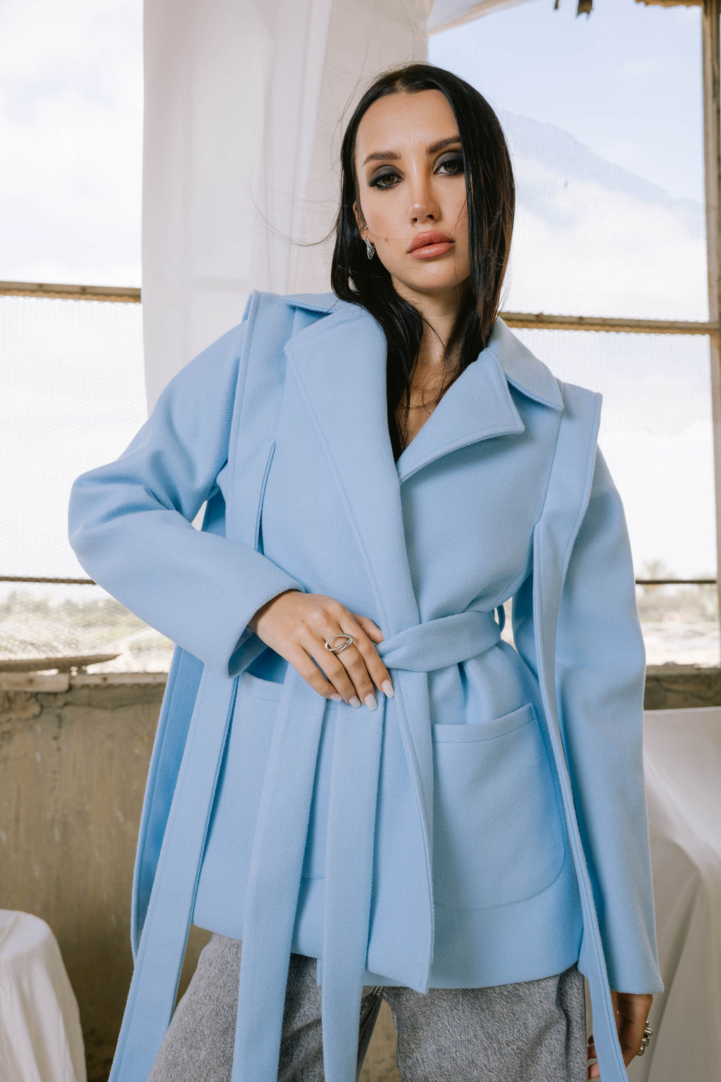 Shade jacket in baby blue