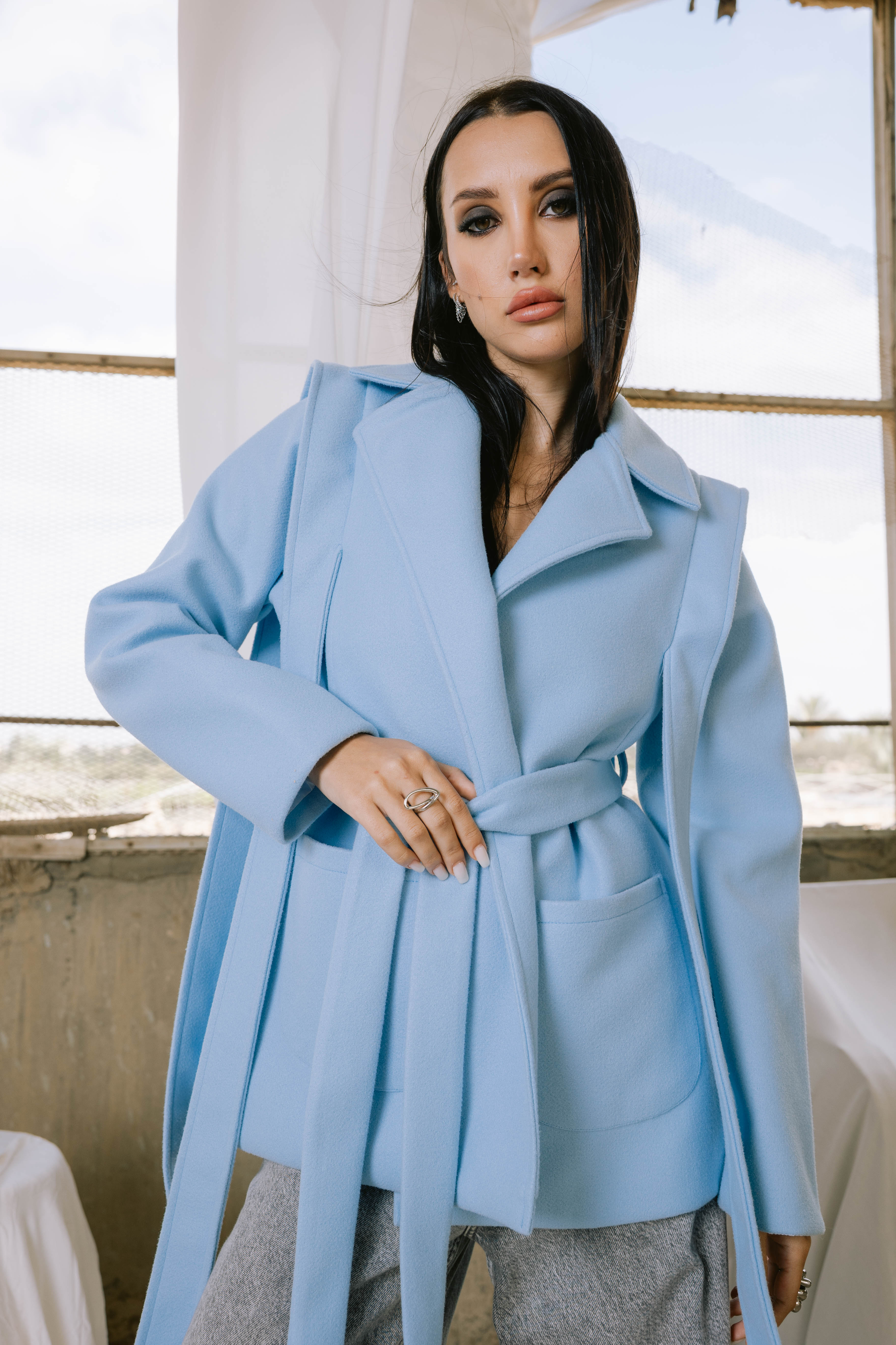 Shade jacket in baby blue