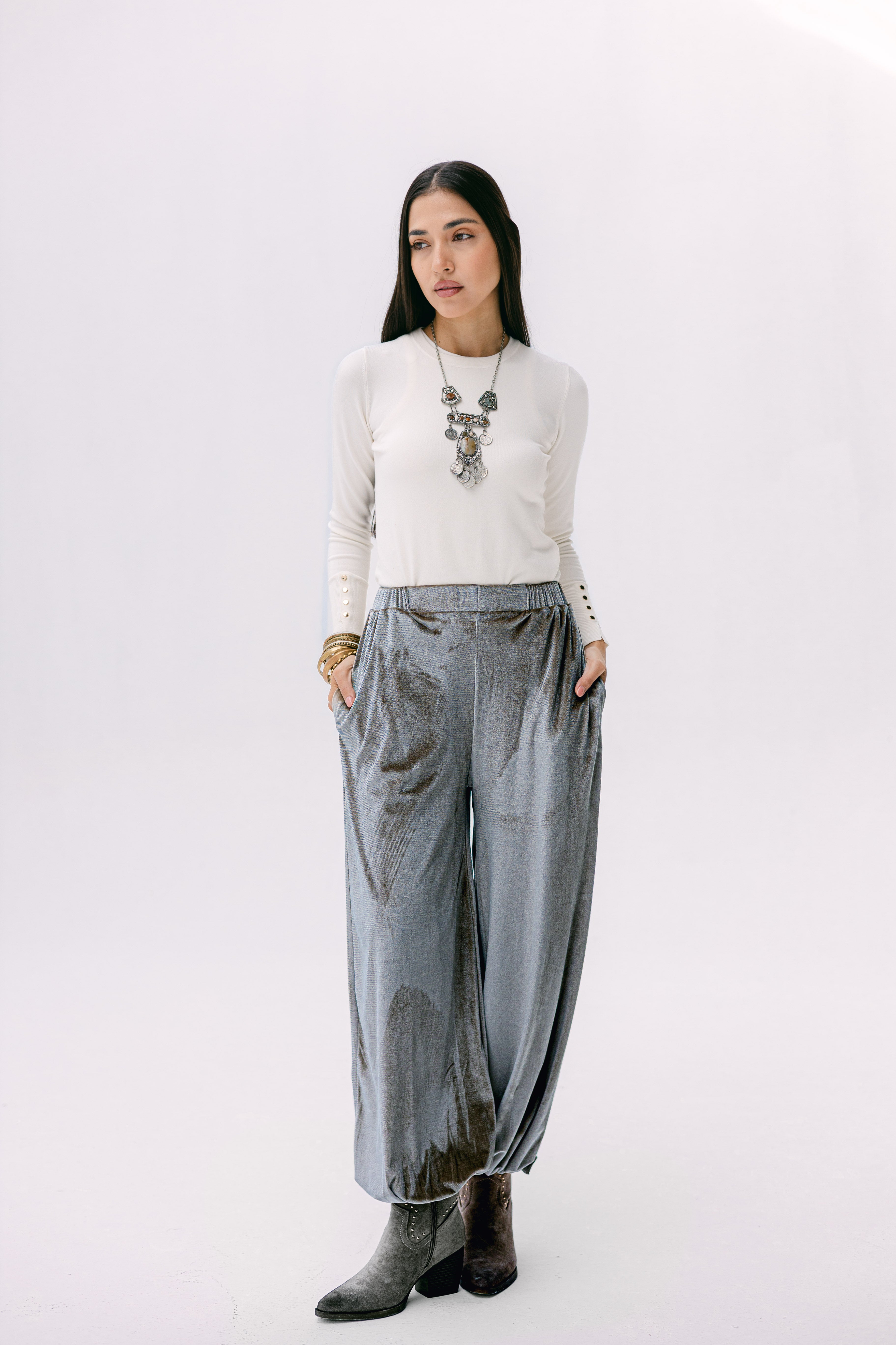 Theqa balloon pants in silver