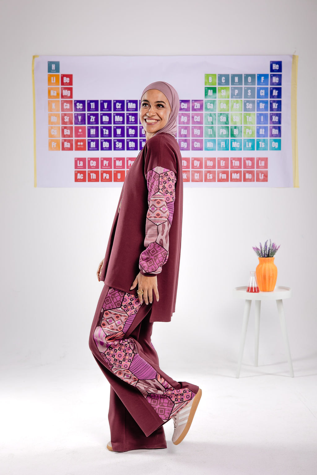 Flame set in burgundy